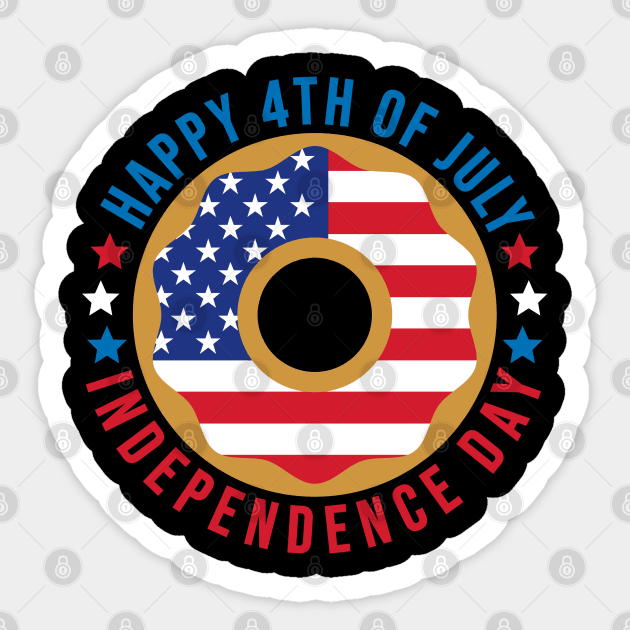 American Flag Donut / Happy Fourth of July / Independence Day Sticker by DragonTees